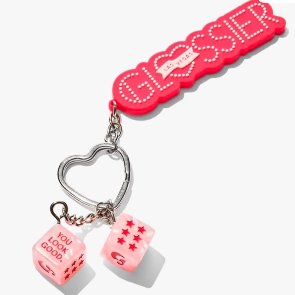 NEW/SOLD OUT- Limited Edition Glossier Las Vegas Keychain+Pink Pouch 100% AUTH..